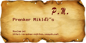 Prenker Miklós névjegykártya